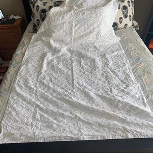 CRATE&BARREL Two White Waffle Curtain Panels